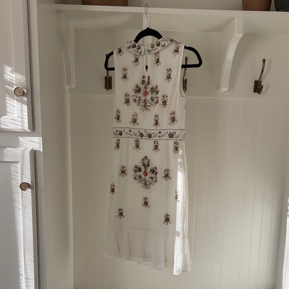 BHLDN bridal Ivory Floral Embroidered Peter Pan Collar Midi Dress - Picture 6 of 6